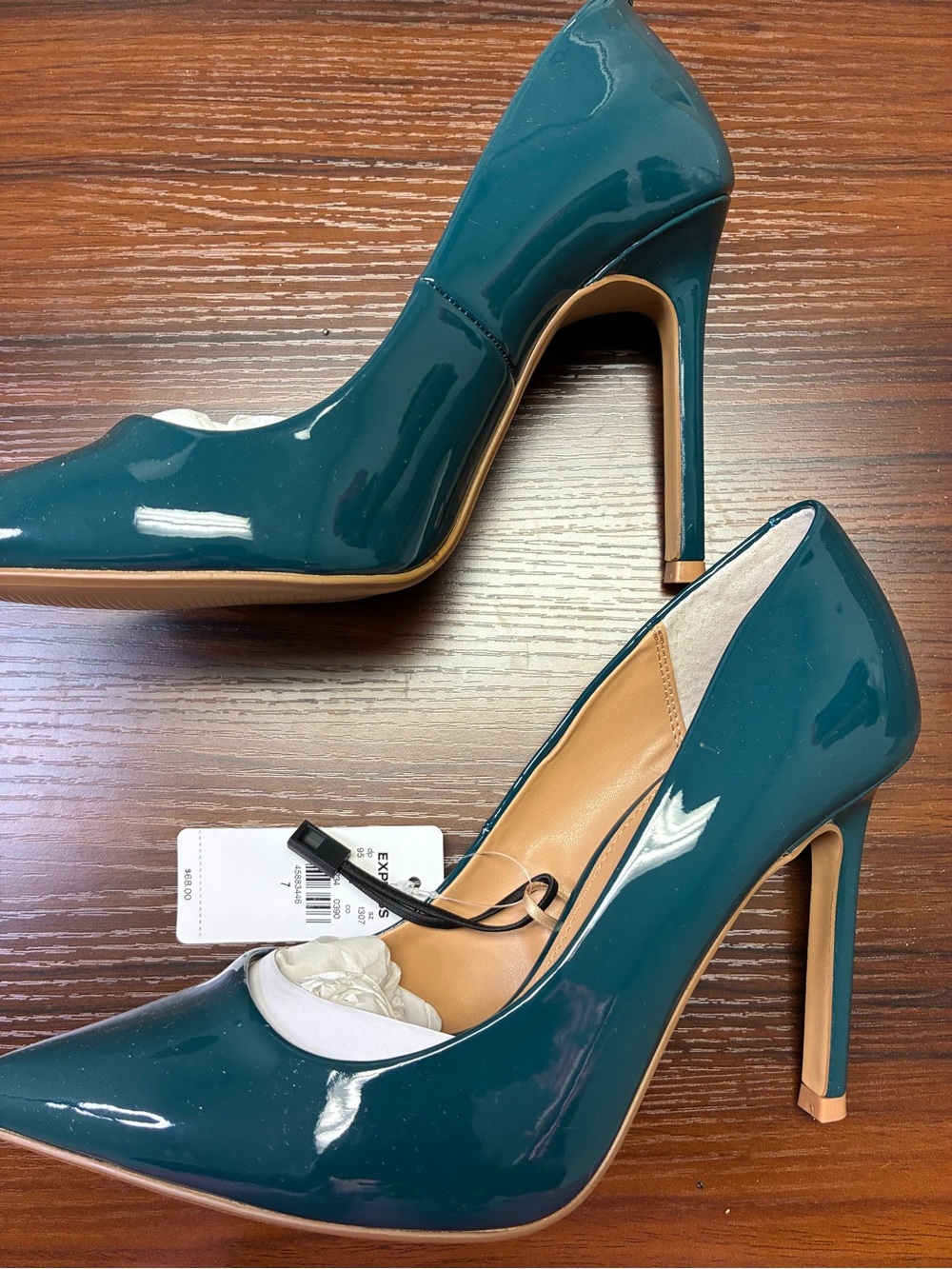 Express Teal Patent Pointed-Toe Pumps - Express - Picture 2 of 2